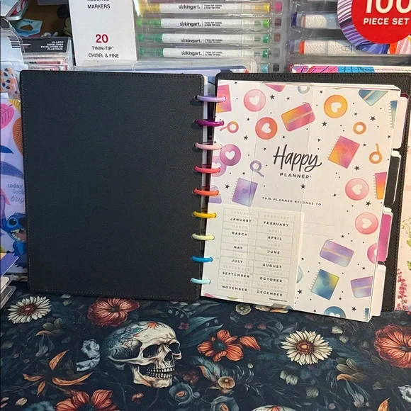Happy Planner Black & Gold Classic Premium Cover w/ Rainbow discs - undated NEW - Picture 2 of 9